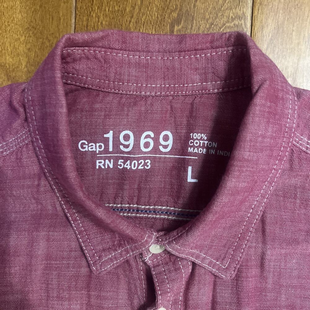 Gap 1969 Button Up Shirt Size L Red Casual Classic Outdoor Gorpcore Pockets - Picture 3 of 10